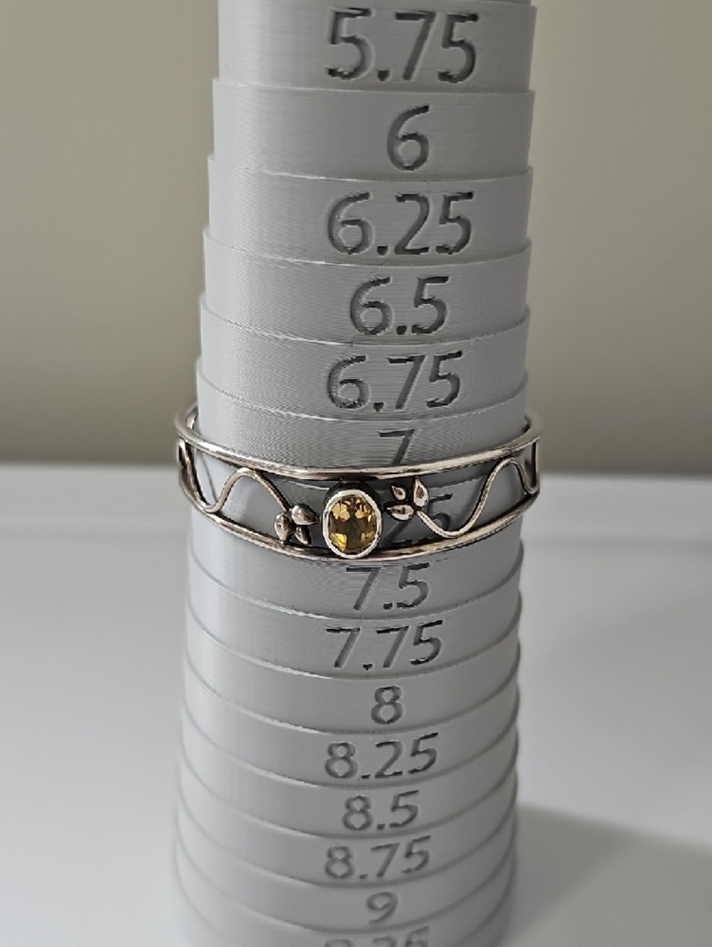 Sterling Silver Yellow Gemstone Open Cuff Bracelet - Picture 2 of 7